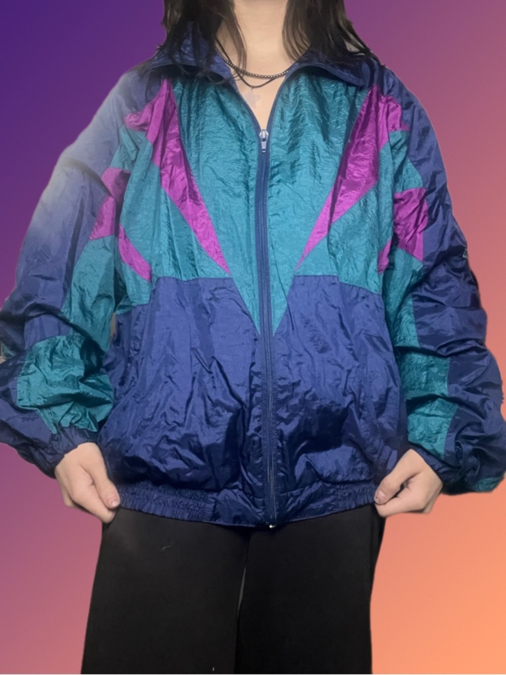 Wilson Teal, Purple & Navy Colorblock Bomber Jacket